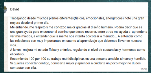 Testimonio de David por WhatsApp