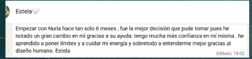 Testimonio de Estela por WhatsApp